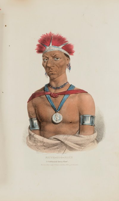 MAUCK-COOMAUN; En hyllad Iowayhövding, från The Aboriginal Portfolio av James Otto Lewis