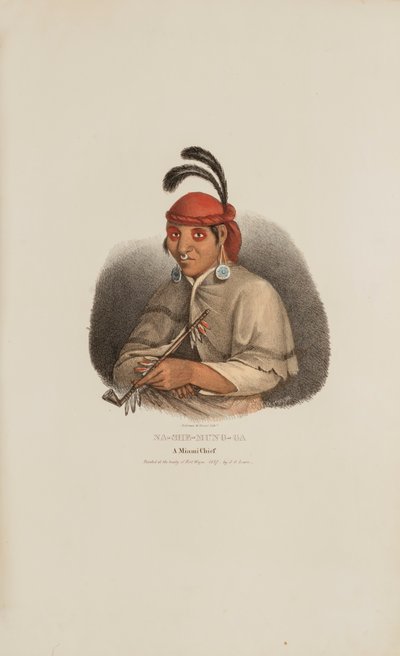 NA-SHE-MUNG-GA, en Miami-hövding, från The Aboriginal Portfolio av James Otto Lewis
