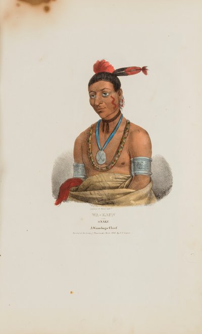 WA-KAUN eller Ormen; En Winnebago-hövding, från The Aboriginal Portfolio av James Otto Lewis