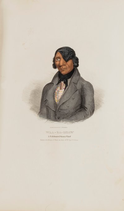 WAA-BA-SHAW; En hyllad siouxhövding, från The Aboriginal Portfolio av James Otto Lewis