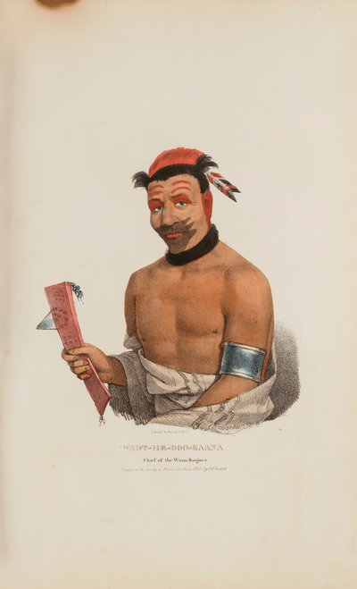 WADT-HE-DOO-KAANA; hövding för Winnebagoes, från The Aboriginal Portfolio av James Otto Lewis