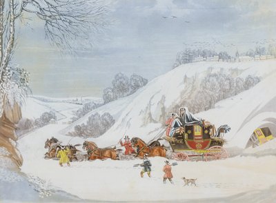 En post i djup snö, graverad av George Hunt av James Pollard