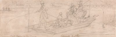 Puntfiske i Themsen (grafit på papper) av James Pollard