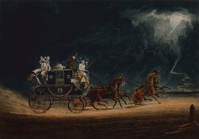 Mailcoachen i ett åskväder på Newmarket Heath av James Pollard