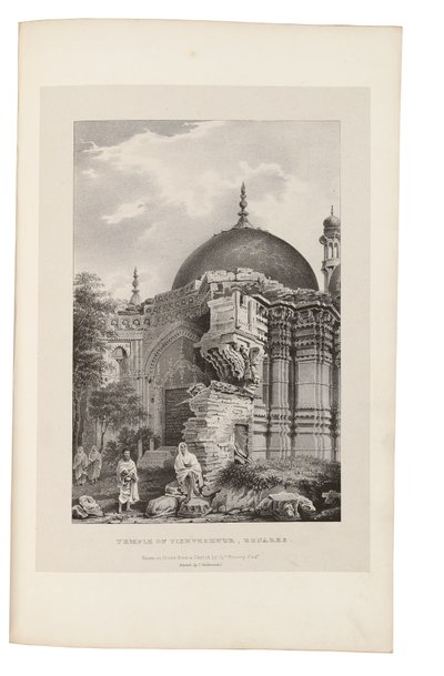 Vishweshwur-templet, Benares 1831-33 (litografi) av James Prinsep