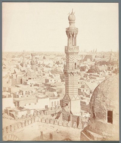 Egypten. Kairo. Utsikt från den mamlukiske emiren Sarghitmishs madrasa-mausoleum (1356) av James Robertson