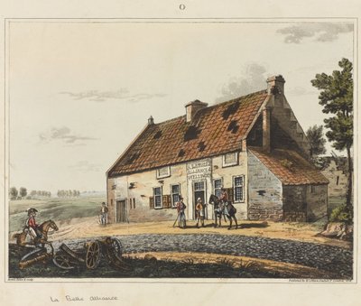 La Belle Alliance, från "An Historical Account of the Battle of Waterloo", 1817 (färgad akvatint) av James Rouse