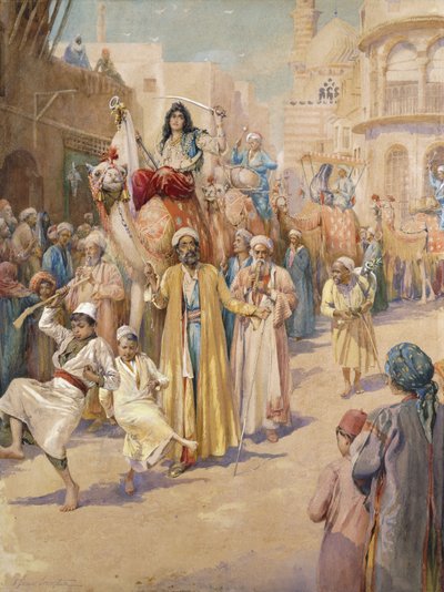 En arabisk bröllopsprocession genom Kairo, av James Shaw Crompton