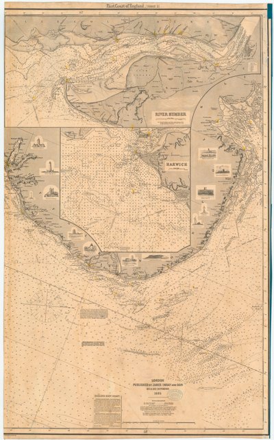 Englands östkust. Blad 2, slutet av 1800-talet (tryck) av James & Son Imray
