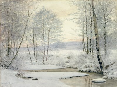 Vintersolnedgång (wc på papper) av James Thomas Watts