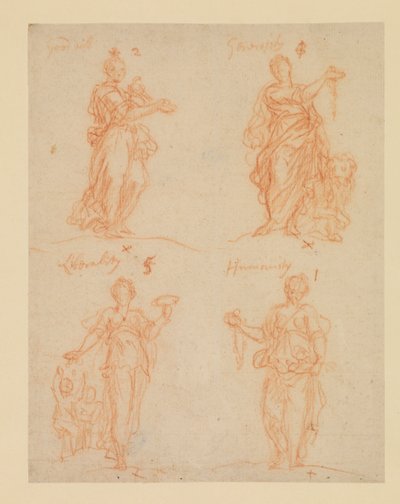 Fyra dygder - Goodwill, Generosity, Liberality and Humanity, 1600-talet av James Thornhill