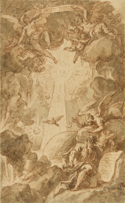 Förberedande teckning för gravyr av C. du Bosc, för kapellbibeln på Royal Marine College. Arbete (43x26,6 cm) av James Thornhill (1675-1734), början av 1700-talet. av James Thornhill