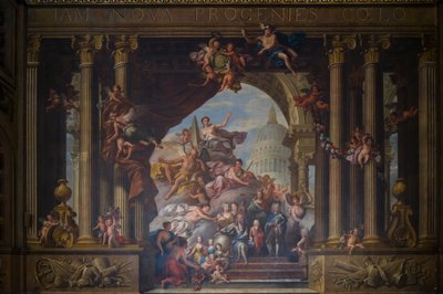 Den målade salens västra vägg, ca 1707-27 (väggmålning) av James Thornhill