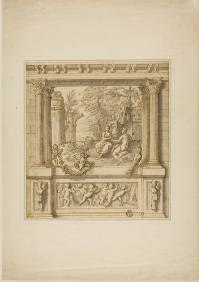 Väggdekoration med berättelsen om Egeria och Numa Pompilius av James Thornhill