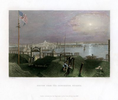 Boston sett från Dorchester Heights, USA, 1838. av James Tibbitts Willmore