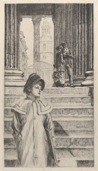 The Portico of the National Gallery, London, 1878. av James Tissot