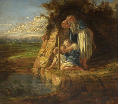 Two Bards by a Pool (olja på panel) av James Tovey