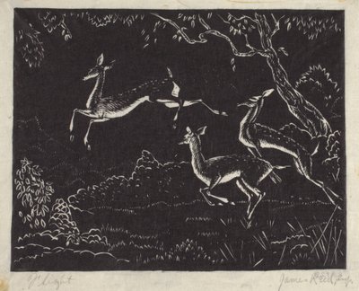 Flight (träblockstryck) av James W. Reid