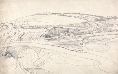 Landskap med gård och majsstjälkar av James Ward