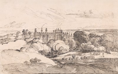 Lea Castle från ovanför skogen, 1814 (penna och svart bläck på papper) av James Ward