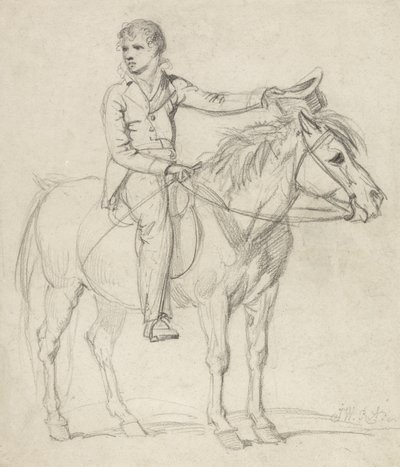 Lord Stanhope (1753-1816) som en pojke som rider på en ponny (penna på papper) av James Ward