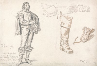 Studier av en stående figur och en känga, 1825 (grafit- och sepiatvätt på papper) av James Ward