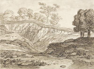 The Quarry (penna & brunt bläck med brun tvätt på papper) av James Ward