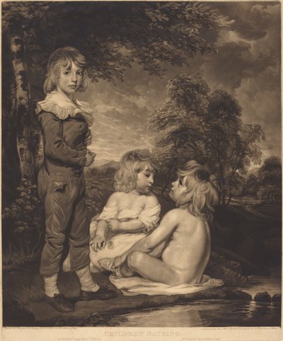 Barn som badar (The Hoppner Children) av James Ward after John Hoppner