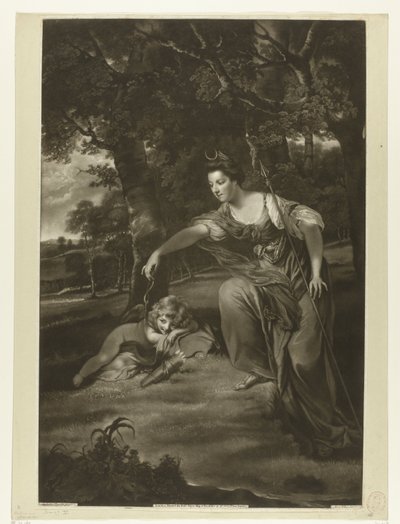 Porträtt av Elizabeth Montagu och hennes son George som Diana och Amor av James Watson (prentmaker)