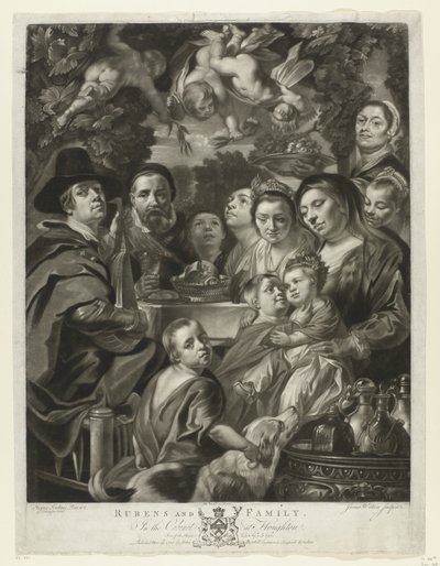 Porträtt av Jacques Jordaens med sina föräldrar, bröder och systrar Rubens och familj (titel på objekt) Målningar från The Houghton Gallery (serietitel) The Houghton Gallery (serietitel) av James Watson (prentmaker)