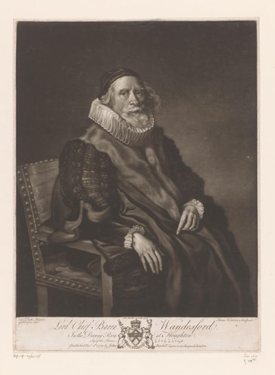 Porträtt av Rowland Wandesford Lord Chief Baron Wandesford (titel på objekt) Schilderijen uit The Houghton Gallery (serietitel) The Houghton Gallery (serietitel) av James Watson (prentmaker)