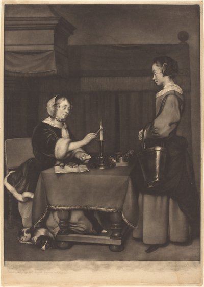 Den kvinnliga korrespondenten av James Watson after Gabriel Metsu