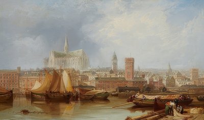Utsikt över Köln med den ofärdiga katedralen av James Webb