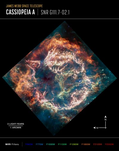 Cassiopeia A (MIRI Compass Image) av James Webb Space Telescope (NASA)