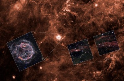 Ljuset från Cassiopeia A (Spitzer-sammanhang) av James Webb Space Telescope (NASA)