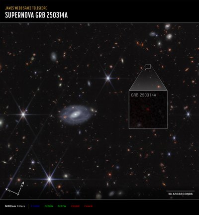 GRB 250314A – Närbild (bild från Compass NIRCam) av James Webb Space Telescope (NASA)
