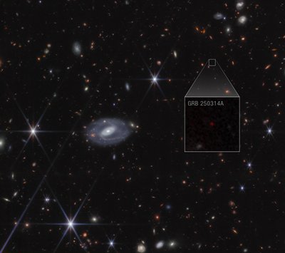 GRB 250314A – Närbild (bild från NIRCam) av James Webb Space Telescope (NASA)