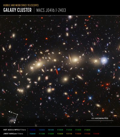 MACS 0416 (Hubble + Webb Compass Image) av James Webb Space Telescope (NASA)