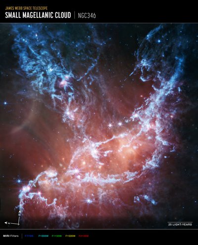 NGC 346 (MIRI kompassbild) av James Webb Space Telescope (NASA)