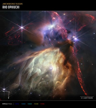 Rho Ophiuchi (NIRCam Compass Image) av James Webb Space Telescope (NASA)