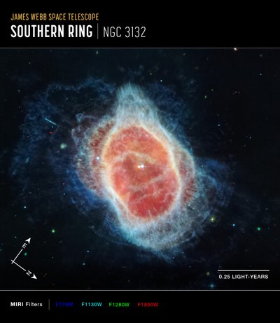 Southern Ring Nebula (MIRI Compass Image) av James Webb Space Telescope (NASA)