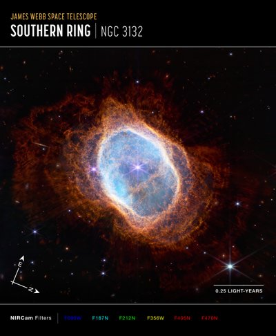 Southern Ring Nebula (NIRCam Compass Image) av James Webb Space Telescope (NASA)