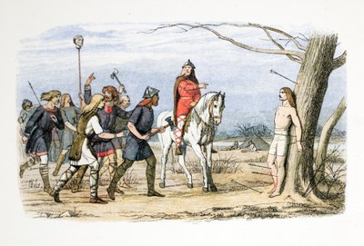 Edmund, kung av East Anglia, dödad av danskarna, 20 november 869 AD, från A Chronicle of England f.Kr. 55 till AD 1485, pub. London, 1863 av James William Edmund Doyle