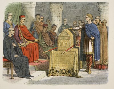Harold II svär trohet till hertig Vilhelm av Normandie av James William Edmund Doyle