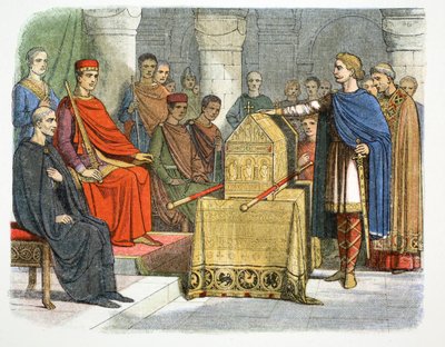 Harold II svär trohet till hertig Vilhelm av Normandie, 1064 1864 av James William Edmund Doyle