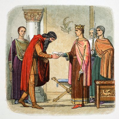Henrik II av England bemyndigar Dermot MacMorrough att ta ut styrkor, 1170 1864 av James William Edmund Doyle