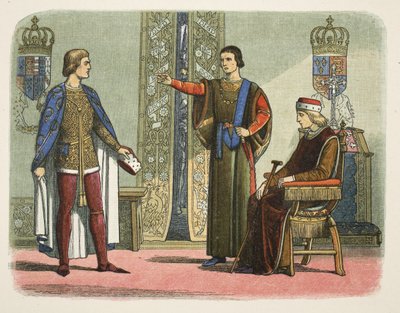 Henry VI och hertigarna av York och Somerset, september 1450, från A Chronicle of England BC 55 till AD 1485, pub. London av James William Edmund Doyle