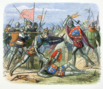 Henrik V av England attackerad av hertigen av Alencon i slaget vid Agincourt, 1415 1864 av James William Edmund Doyle