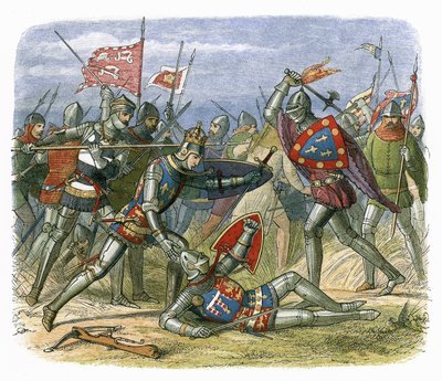 Kung Henrik V attackerades av hertigen av Alencon i slaget vid Agincourt av James William Edmund Doyle