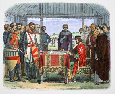 Kung John undertecknar den stora stadgan, Runnymede, Surrey, 1215 1864. av James William Edmund Doyle